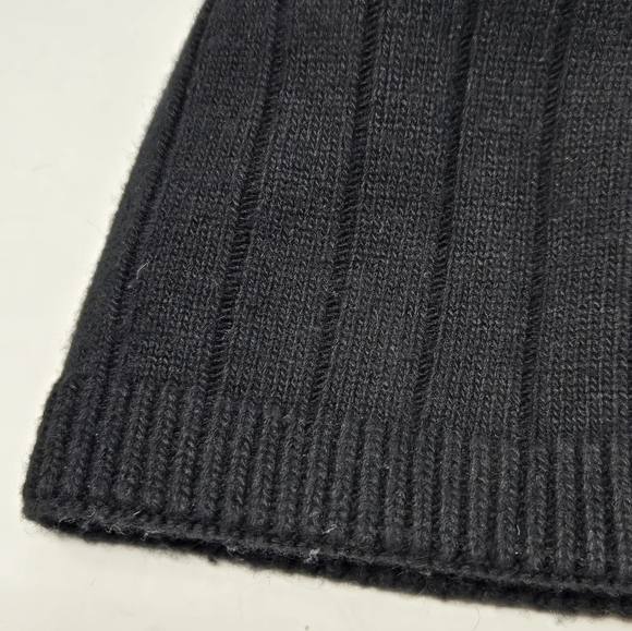 CHICO'S BLACK & METALLIC SILVER STRIPE POM POM BEANIE HAT CAP ACCESSORY WOMEN OS - Picture 11 of 12